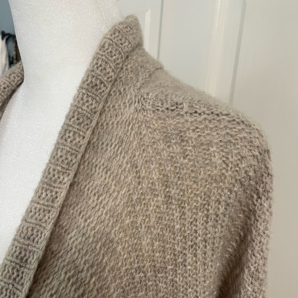 Eileen Fisher Camel and Merino Cardigan Size Large Open Front Waterfall Tan - Picture 5 of 11